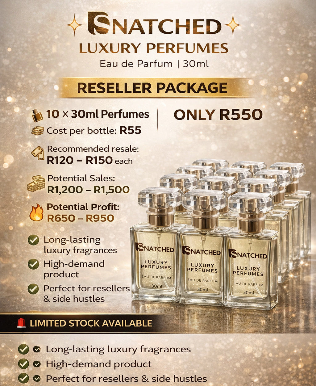 30ml perfumes- add 10 for R65 price